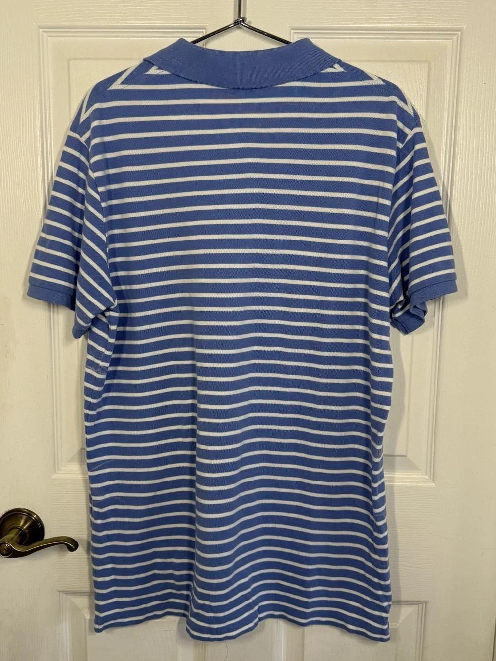 Blue and White Striped Polo